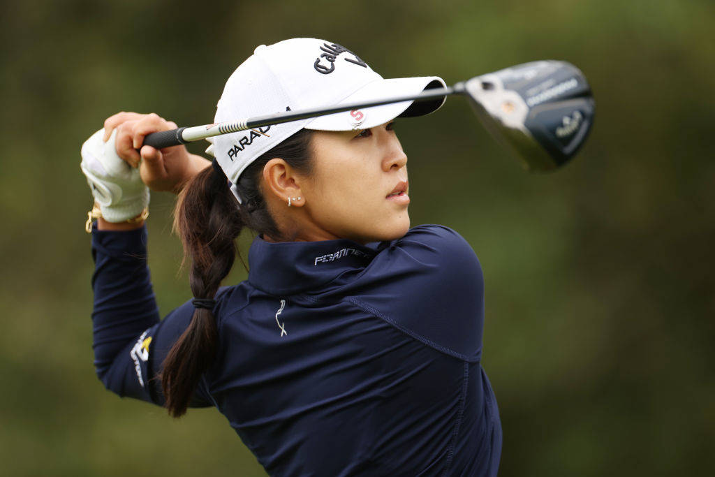 Andrea Lee using a driver at Walton Heath
